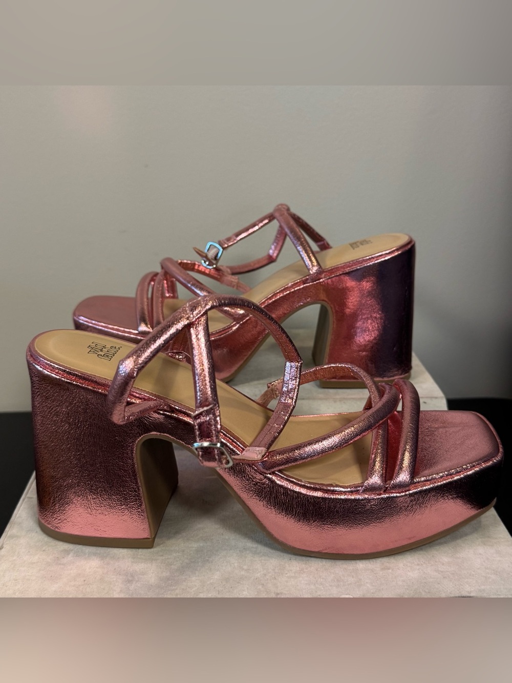 wild fable Metallic Rose Pink Platform Sandal Heels size 9.5, NWT